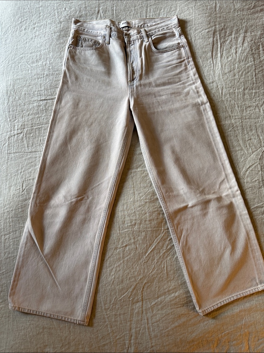 Women's Agolde High-Rise Wide-Leg Jeans in Light Beige
